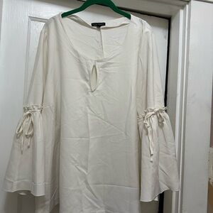 Lane Bryant Cream Blouse with Keyhole Detail